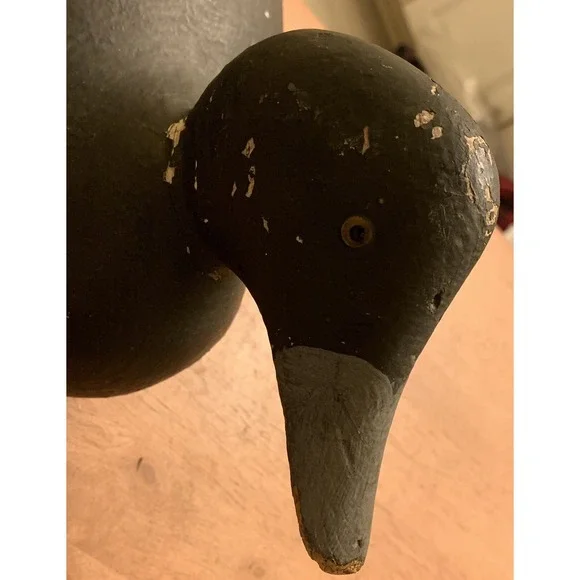Vintage Carved & Painted Wooden Duck Decoy Blue Bill Weighted Factory Decoy‎